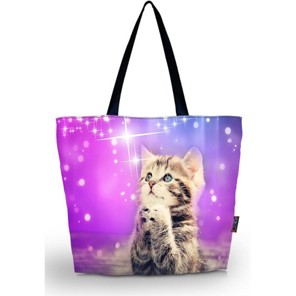 Cat-Printed Tote Bag
